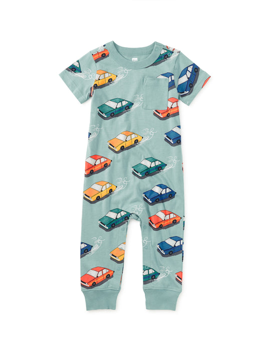 Pocket Baby Romper Vintage Cars