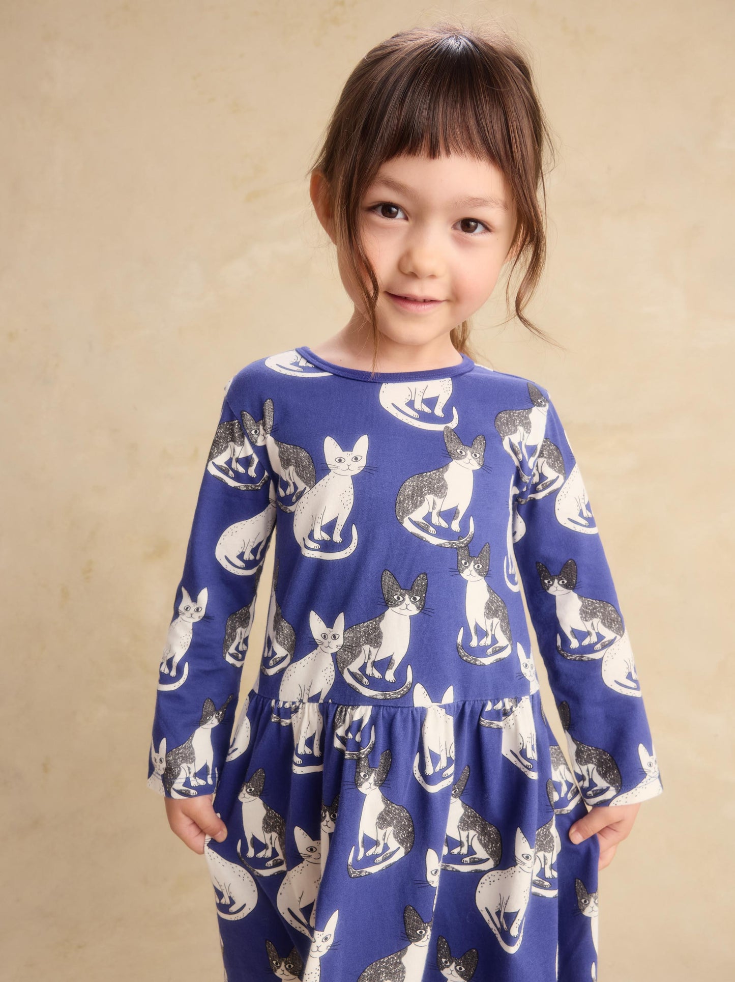 Girls Cornish Rex Cat Skirted Dress