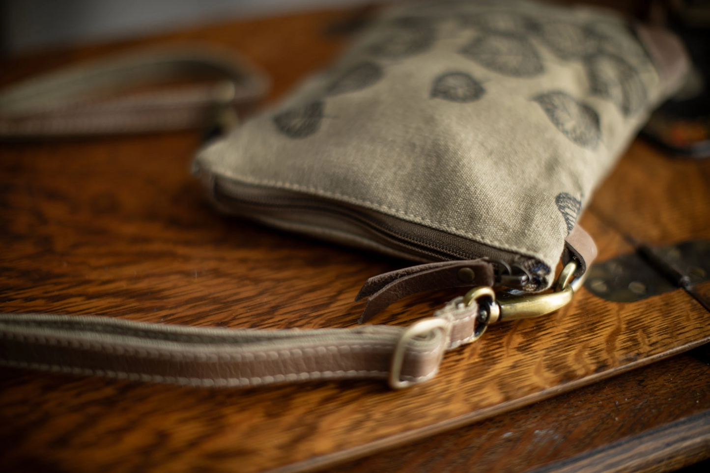 Leaves Upcycled Canvas Small Sling Bag