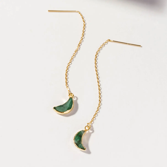 Eclipse Threader Earrings Emerald