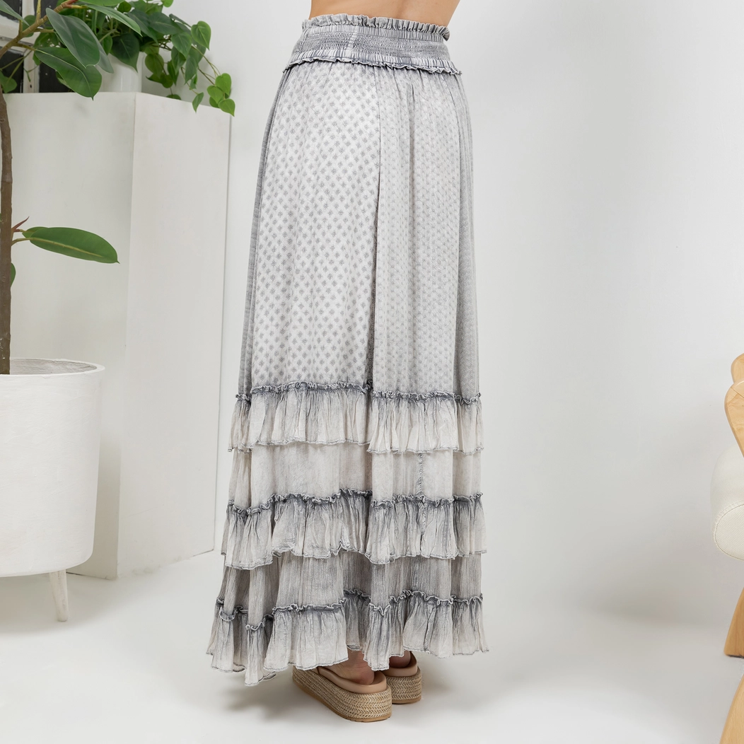 Rustic Textured Smocked Waist Skirt