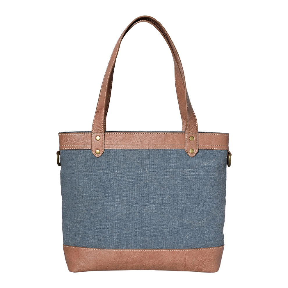 Vintage Script Tote Crossbody Dusty Blue