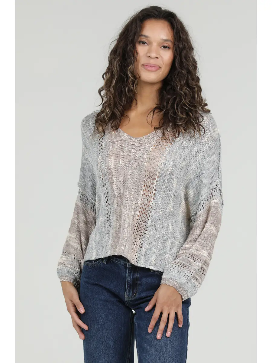 V-Neck Drop Shoulder Lightweight Sweater