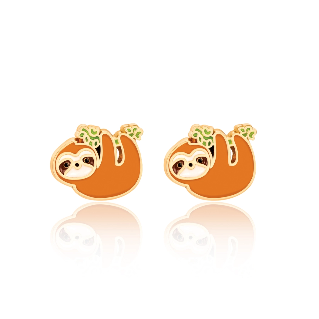 Playful Sloth Stud Earrings