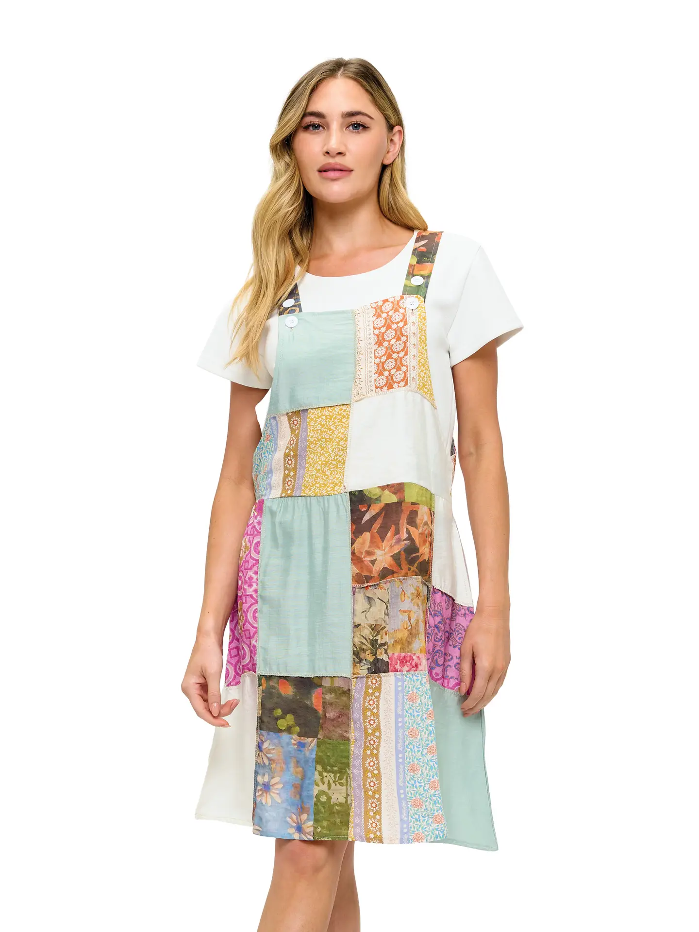 Printed Patch Overall Dress