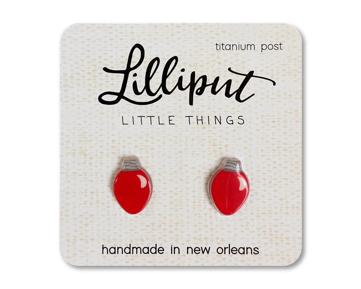 Red Light Bulb Stud Earrings