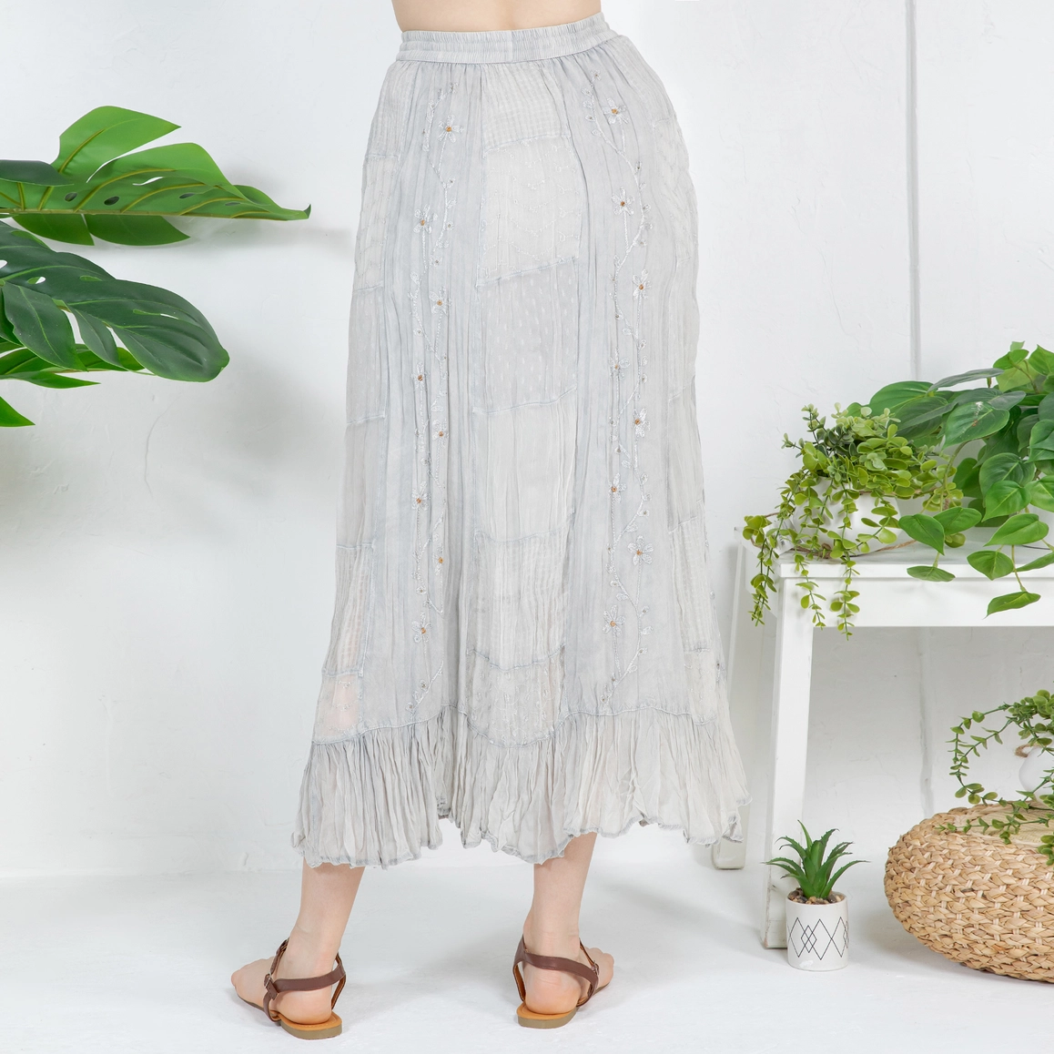 Patchwork Embroidered Maxi Skirt