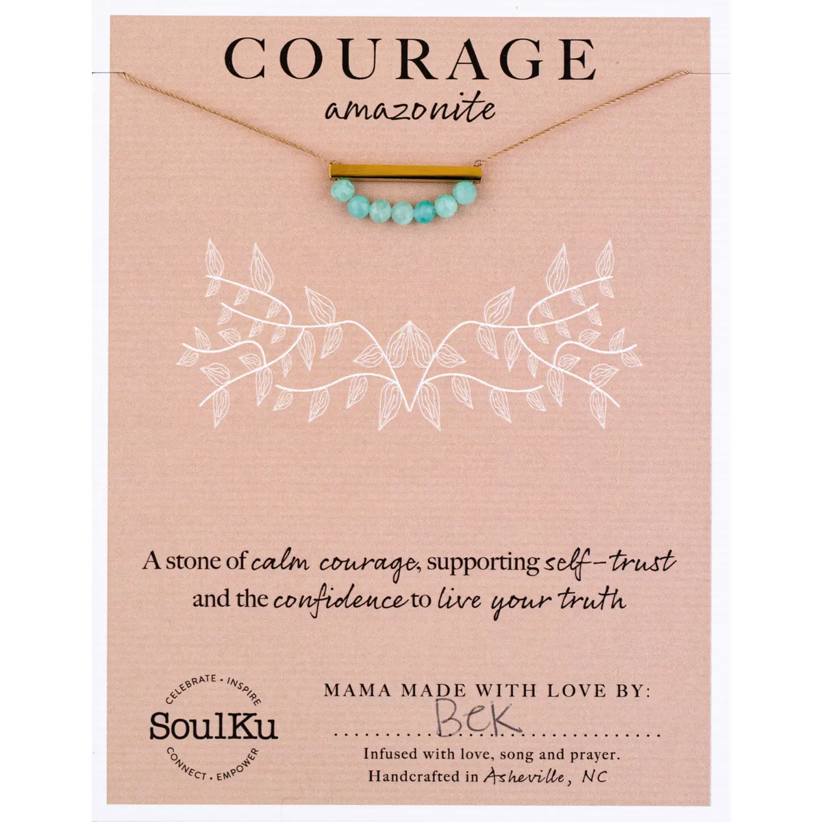 Amazonite Gold Bar Necklace For Courage