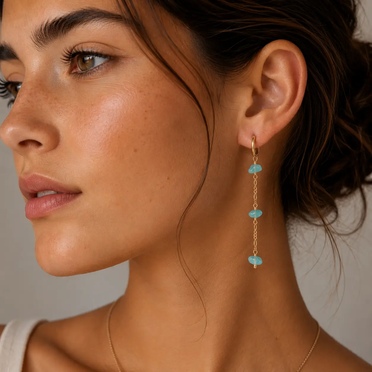 Raw Amazonite Chain Drop Earrings