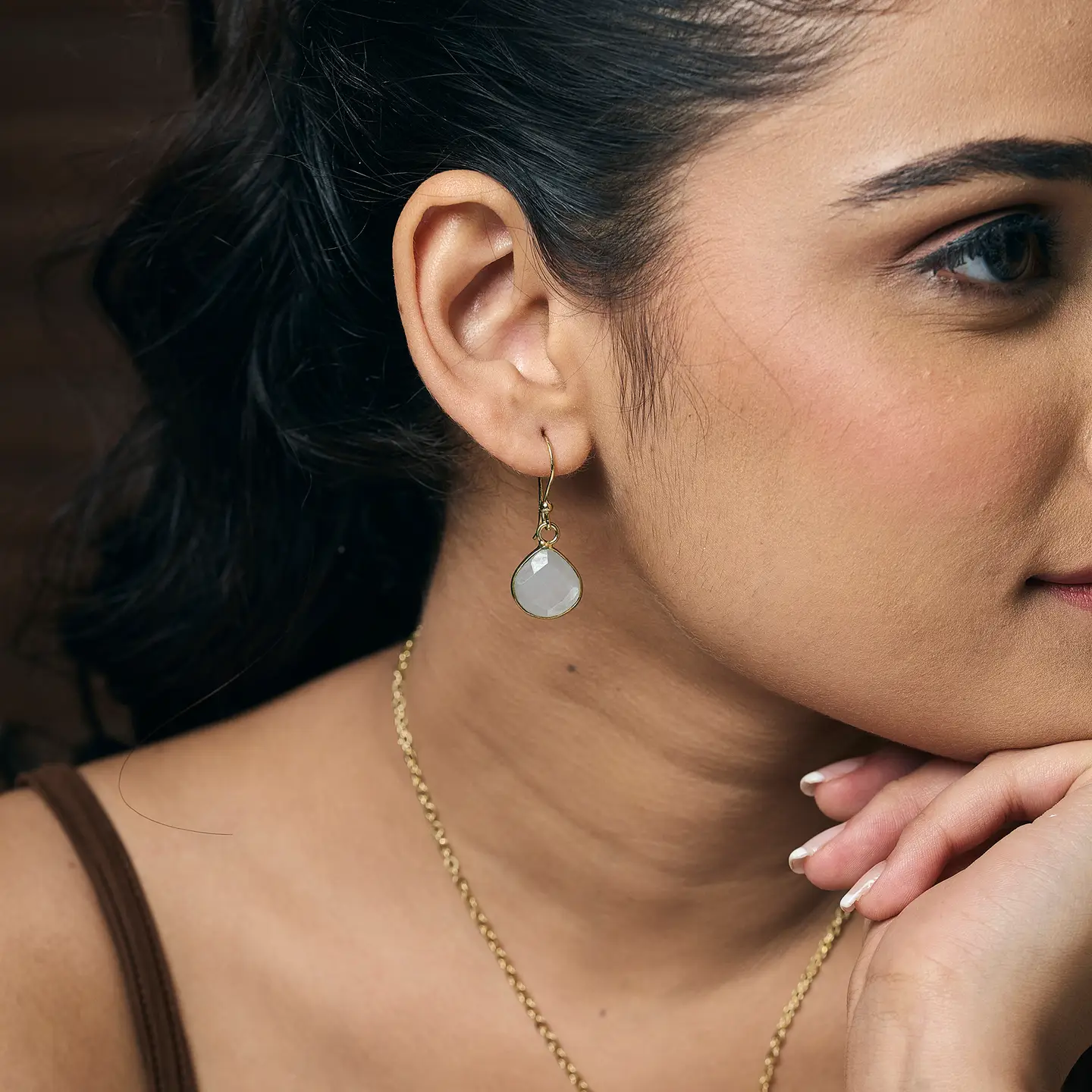 Gold Plated Semi-Precious Stone Earrings