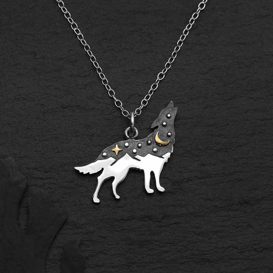 Wolf + Moon Necklace