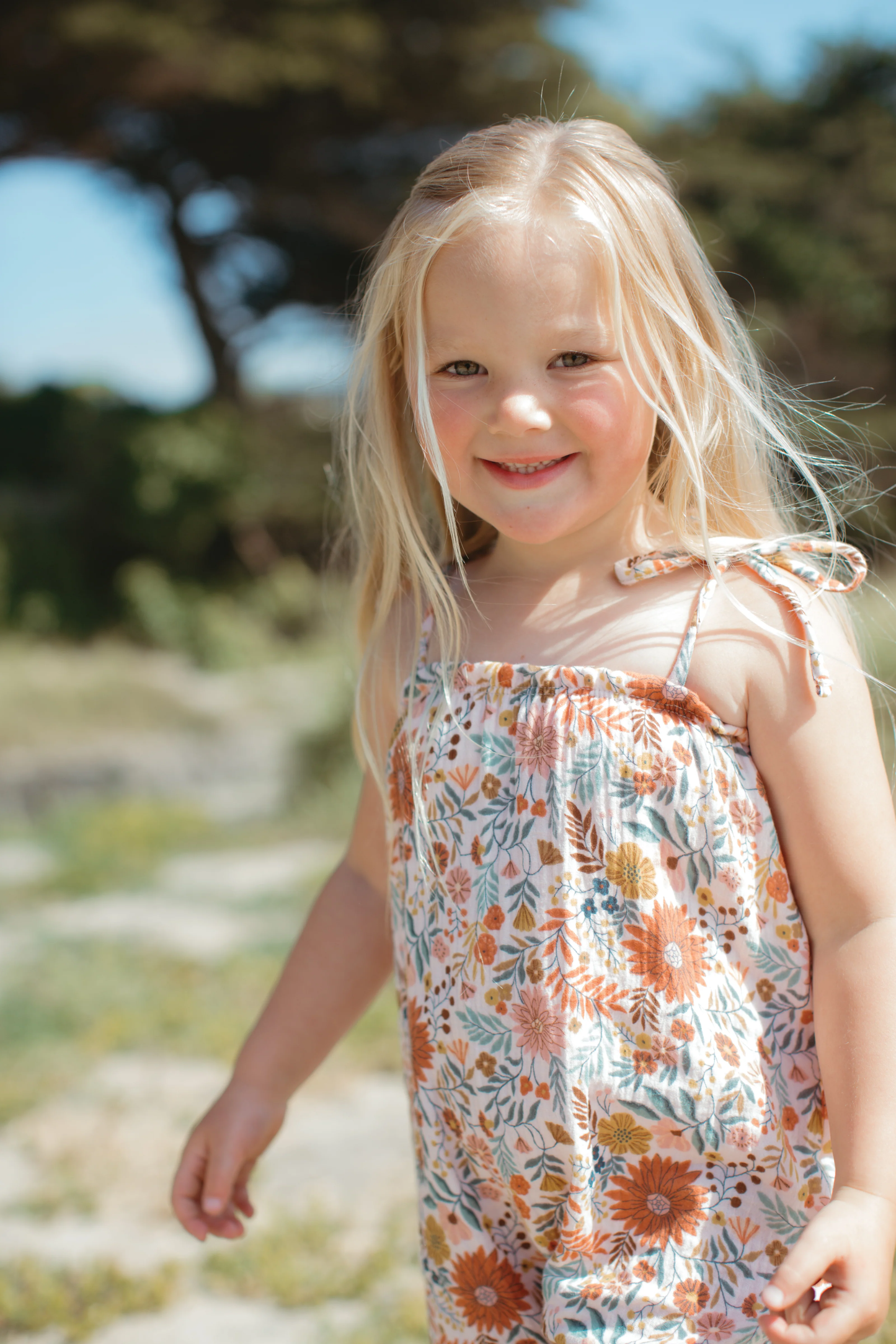 Girls Zinnia Muslin Tie Shoulder Romper