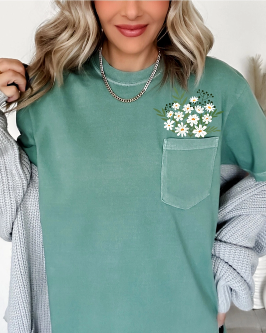Vintage Flowers in Pocket T-Shirt