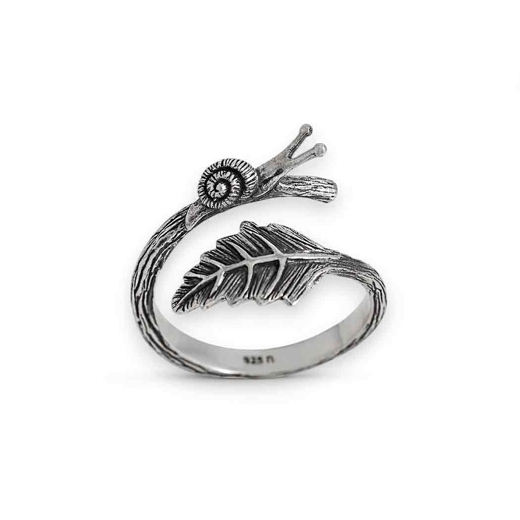 Adjustable Snail + Leaf Ring