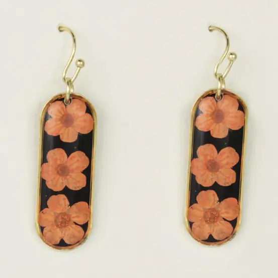 Orange Bouquet Bar Dried Flower Earrings