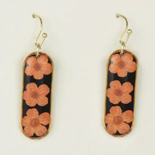 Orange Bouquet Bar Dried Flower Earrings