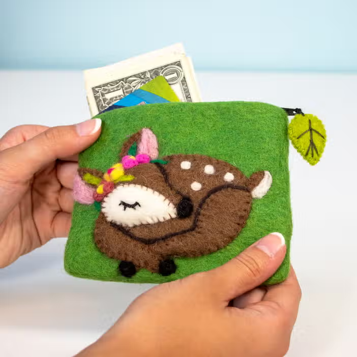 Felted Coin Purse - Fawn Deer