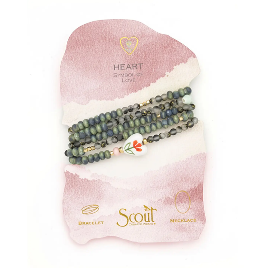 Ceramic Bead Wrap Bracelet/Necklace: Love/Heart