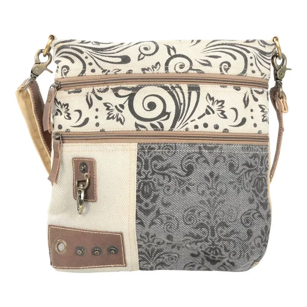 Double Zip Floral Shoulder Bag