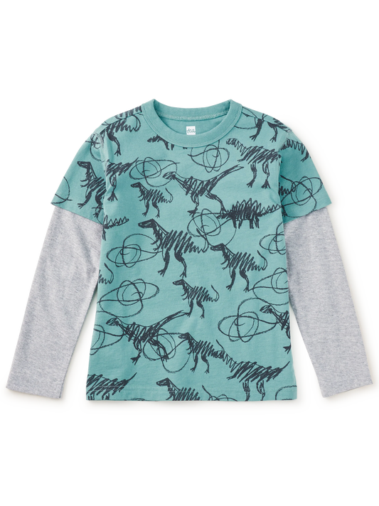 Dino Scribbles Layered Graphic Tee
