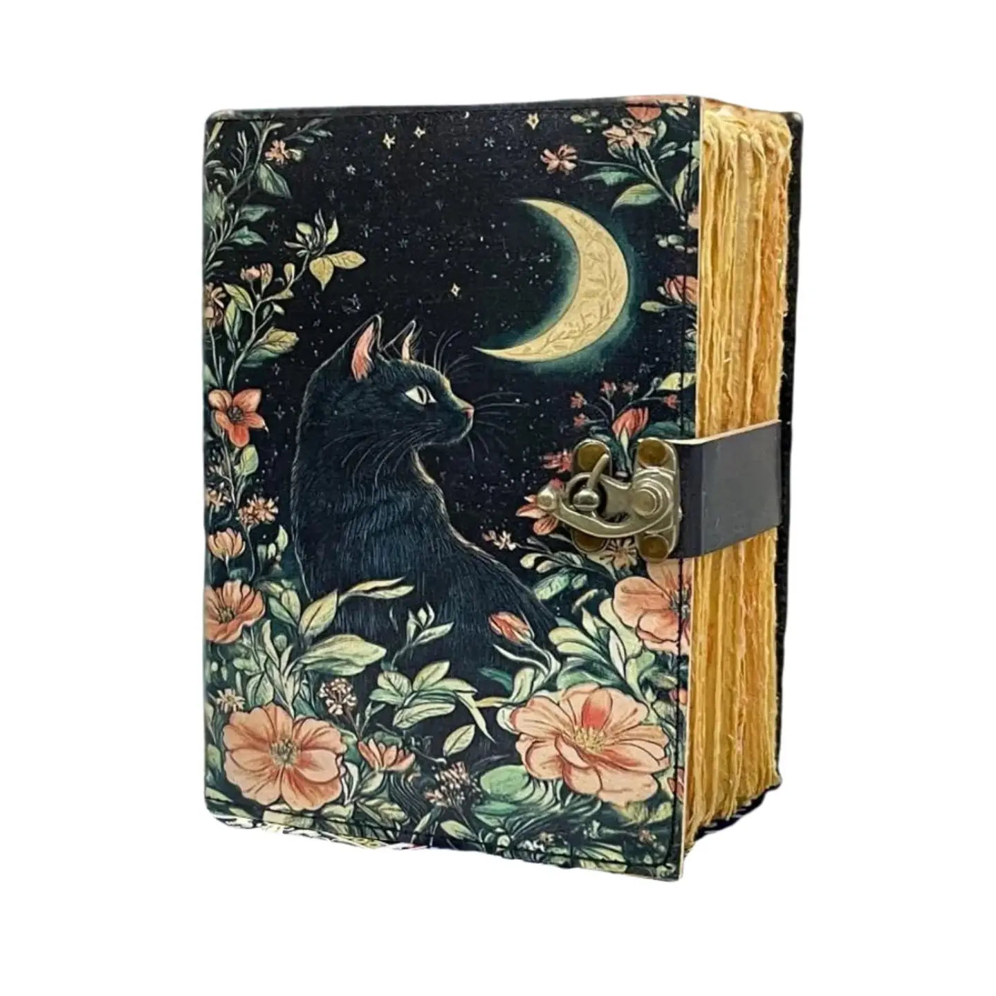 Black Cat + Moon Vintage Leather Journal