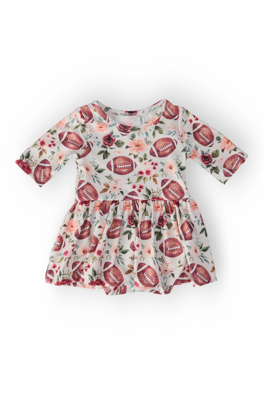 Baby Footballs & Flowers Bodysuit Dress