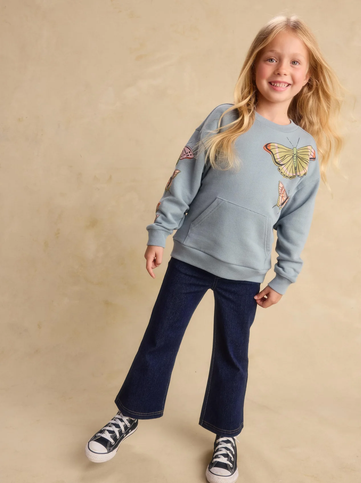 Girls Butterfly Kanga Popover Sweatshirt