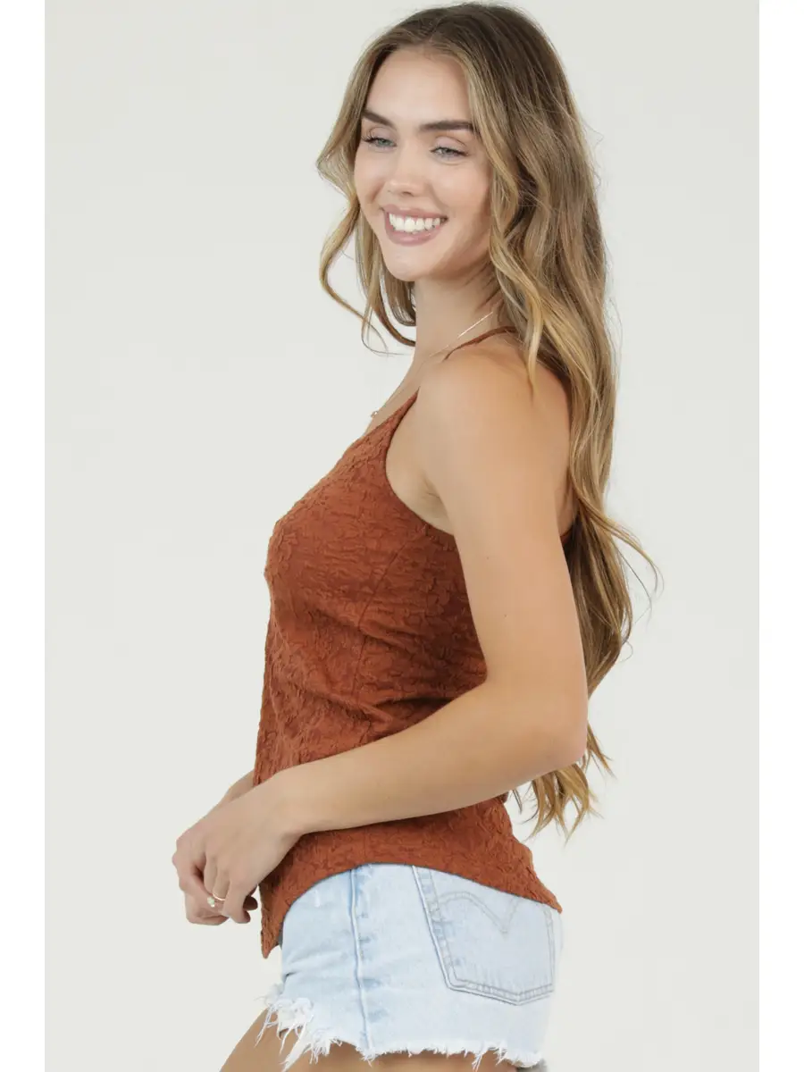Textured Knit Racer Back Tank Top
