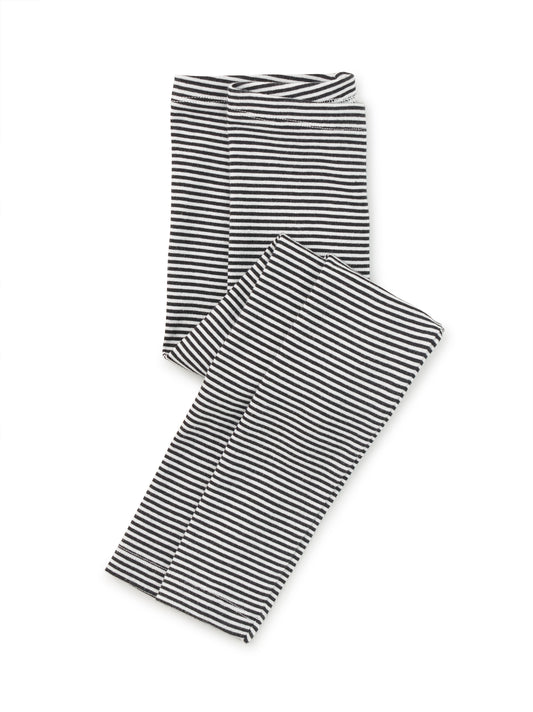 Girls Striped Black Leggings