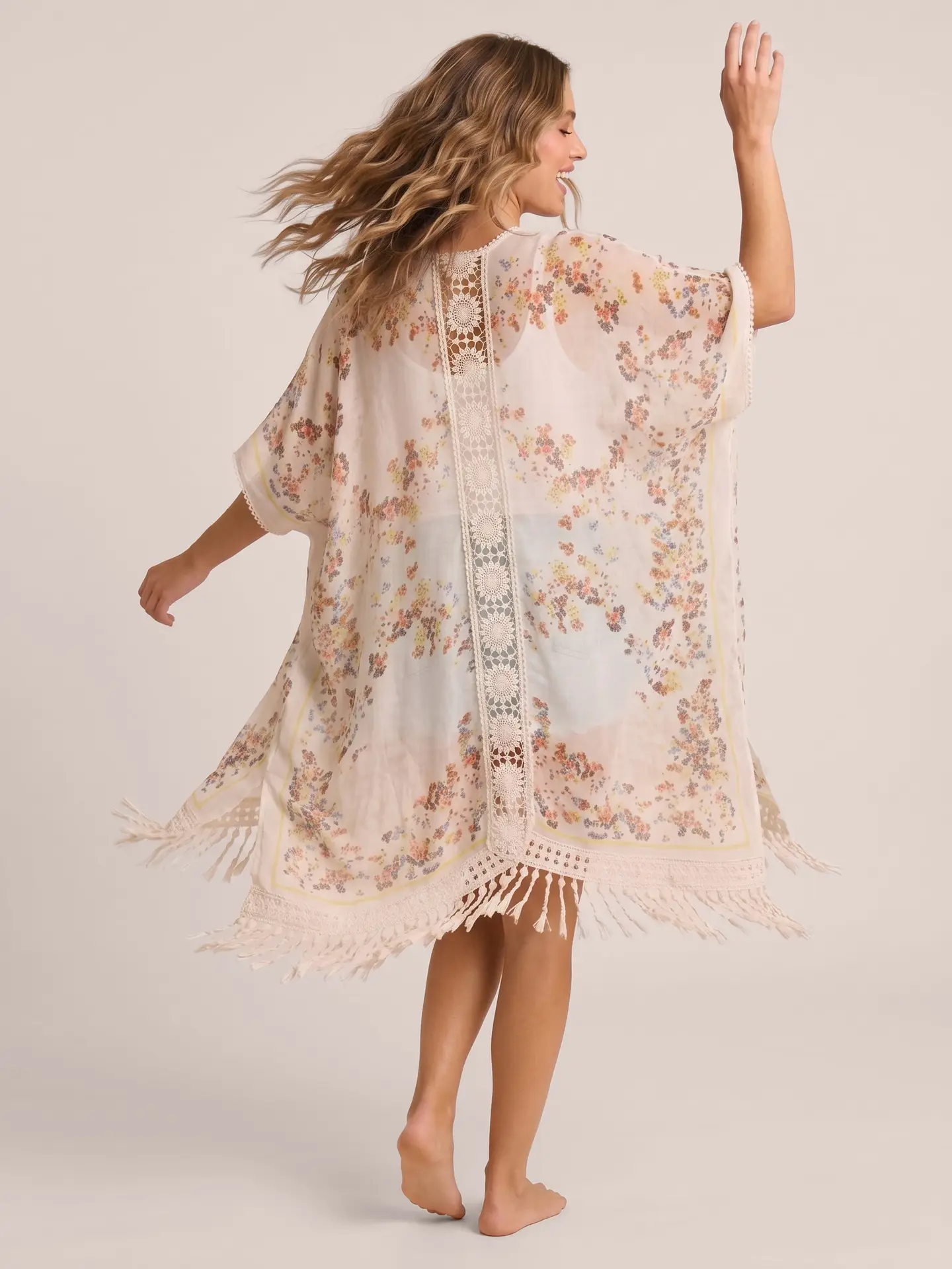 Boho Bloom Fringe Kimono
