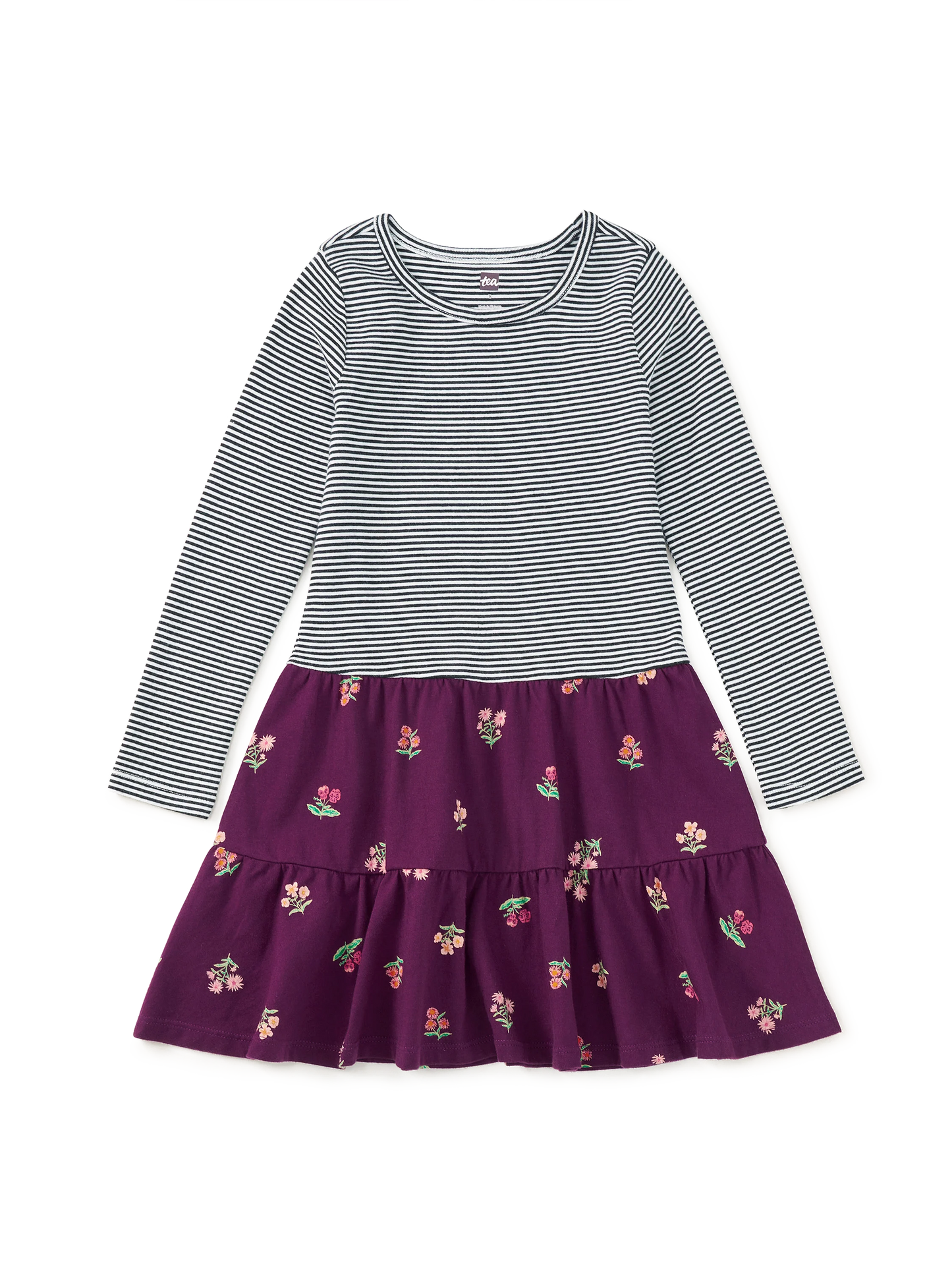 Girls Midnight Posy Tiered Dress