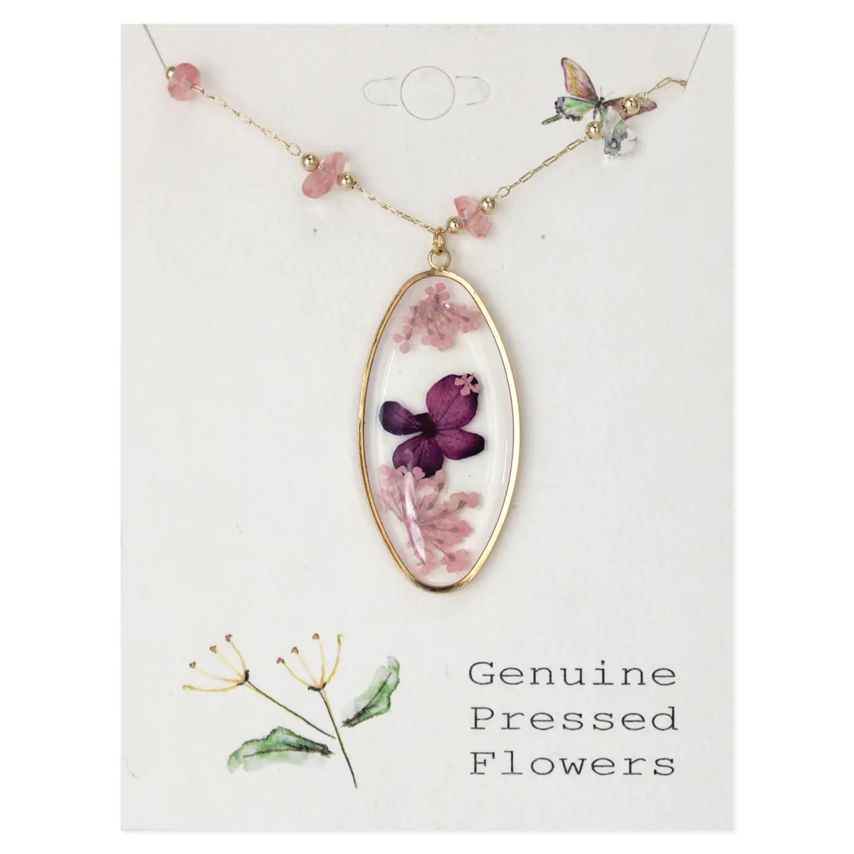 Sweet Vintage Dried Flower Necklace