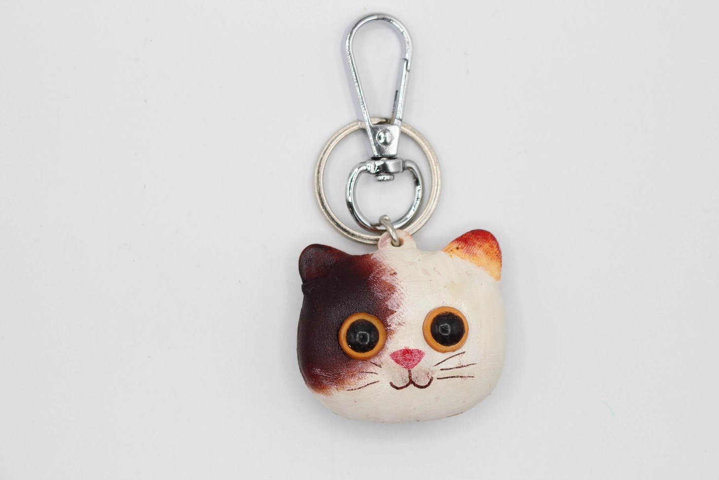 Leather Keychain Kitty Cat Head