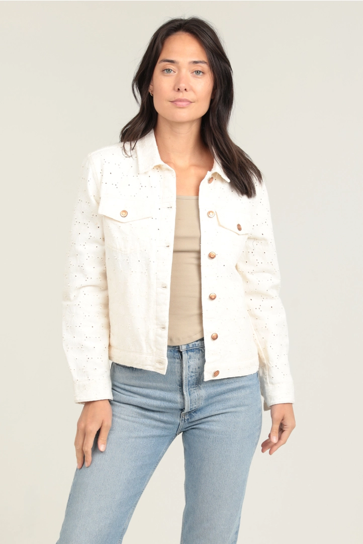 Eyelet Embroidered Denim Jacket