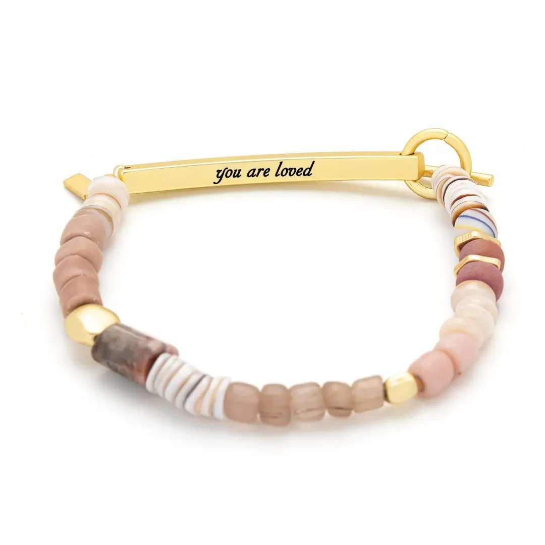 Hidden Message Bracelet Loved/Rhodochrosite