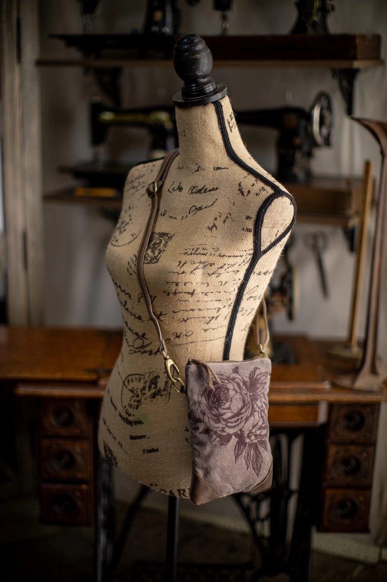Peony Upcycled Canvas Small Sling Bag