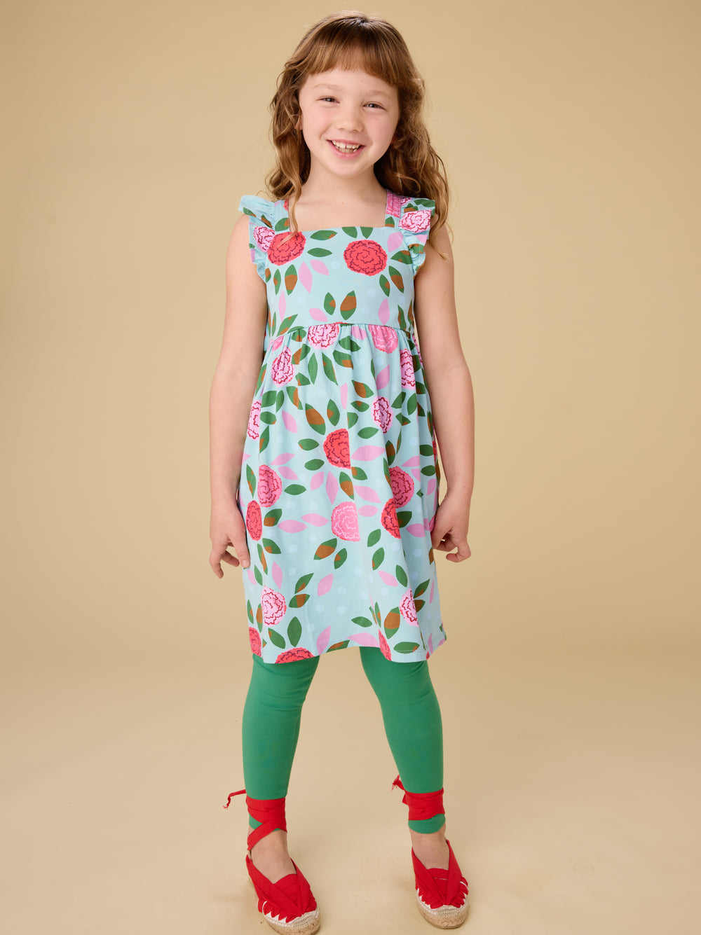 Girls Spinning Carnation Ruffle Dress