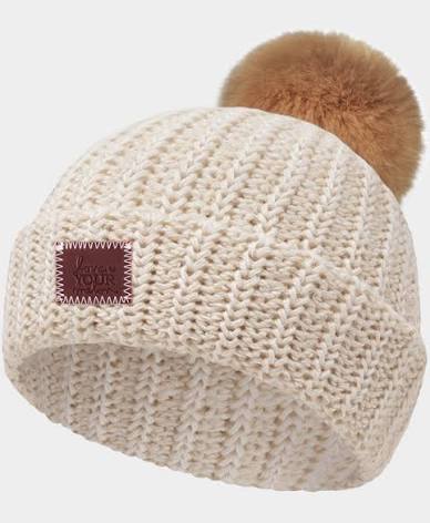 Kids White Speckled Pom Beanie