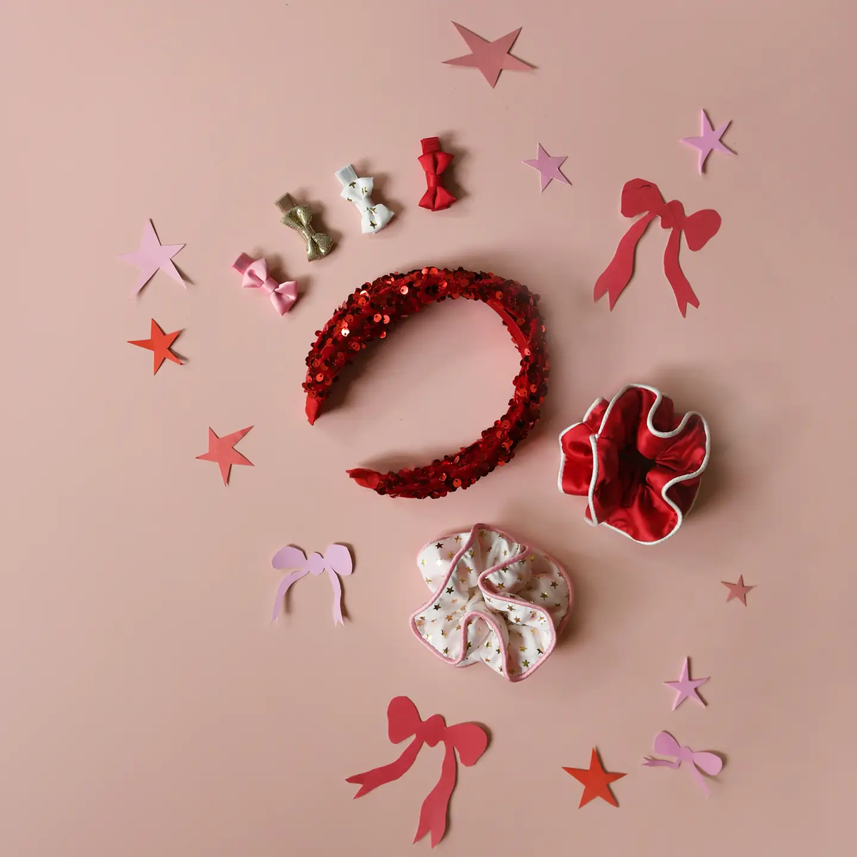 Girls Red Velvet Sequin Headband