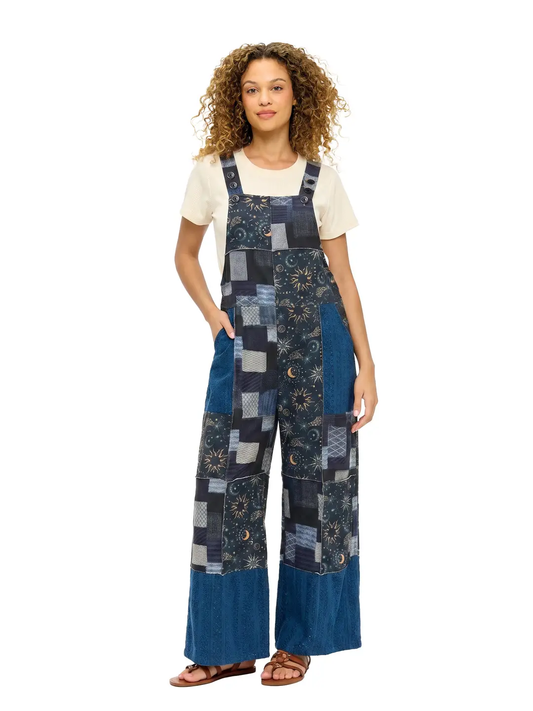Boho Celestial Patchwork Overalls