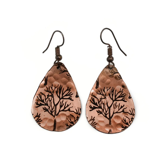 Winter Tree Copper Earrings