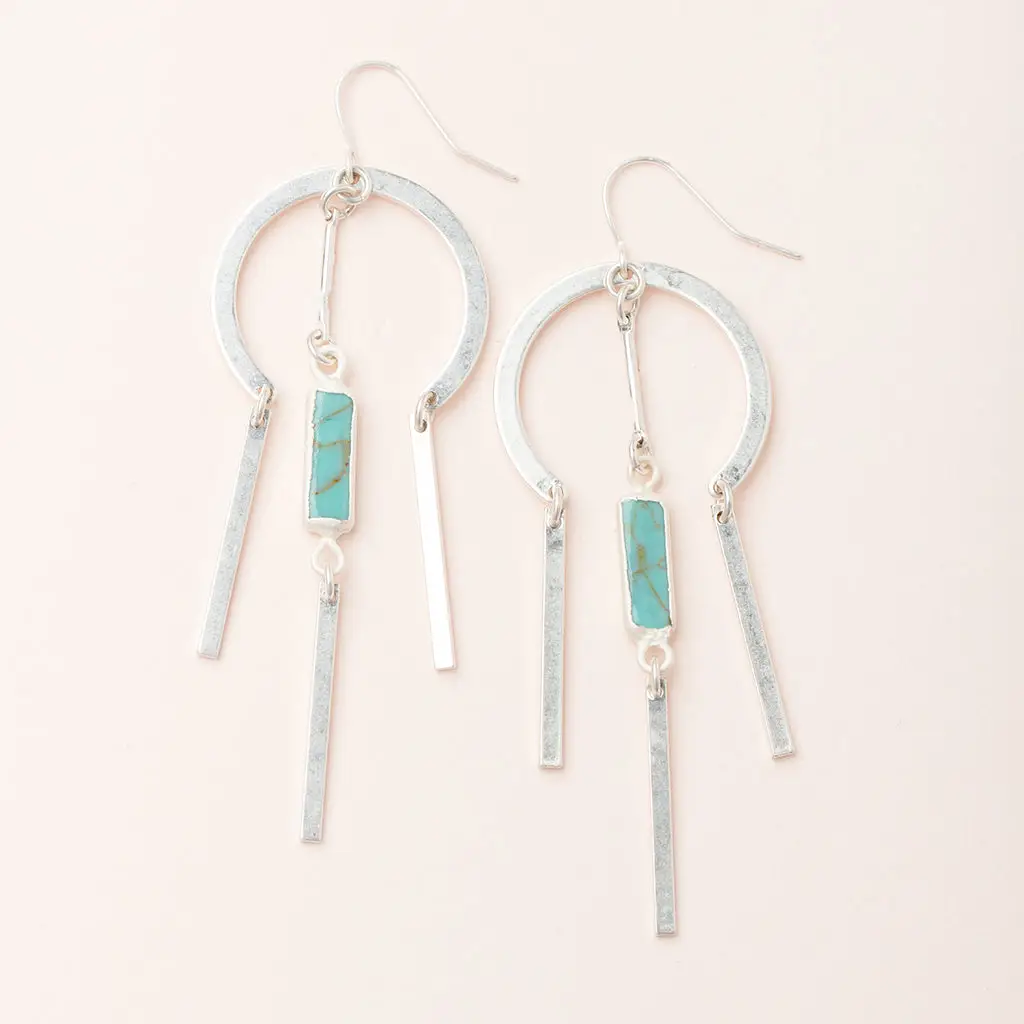 Stone Dream Catcher Earrings Turquoise Silver