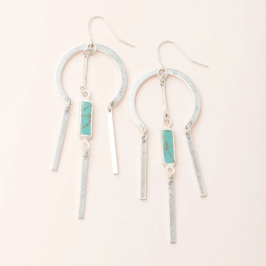 Stone Dream Catcher Earrings Turquoise Silver