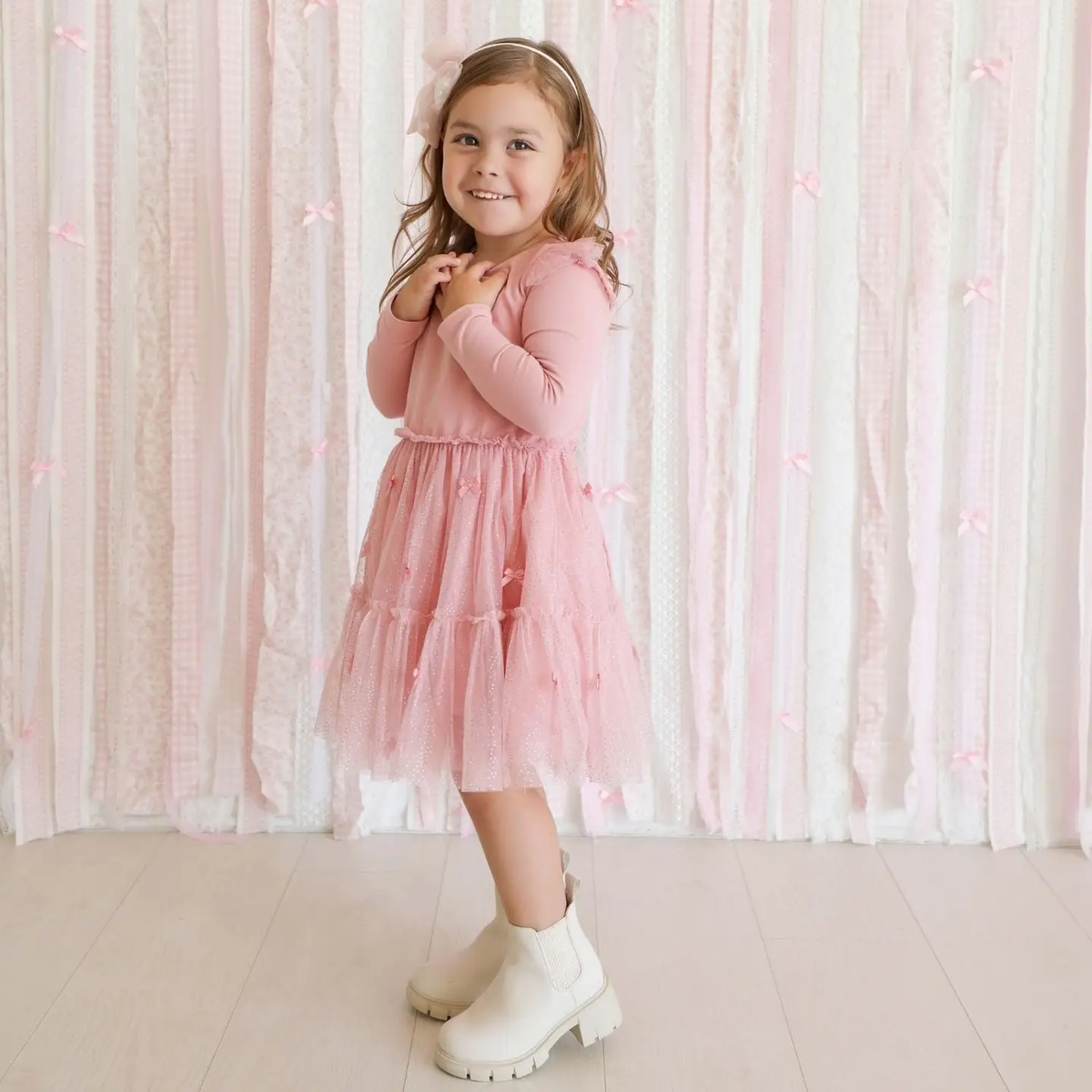Girls Pearl Confetti Bow Headband