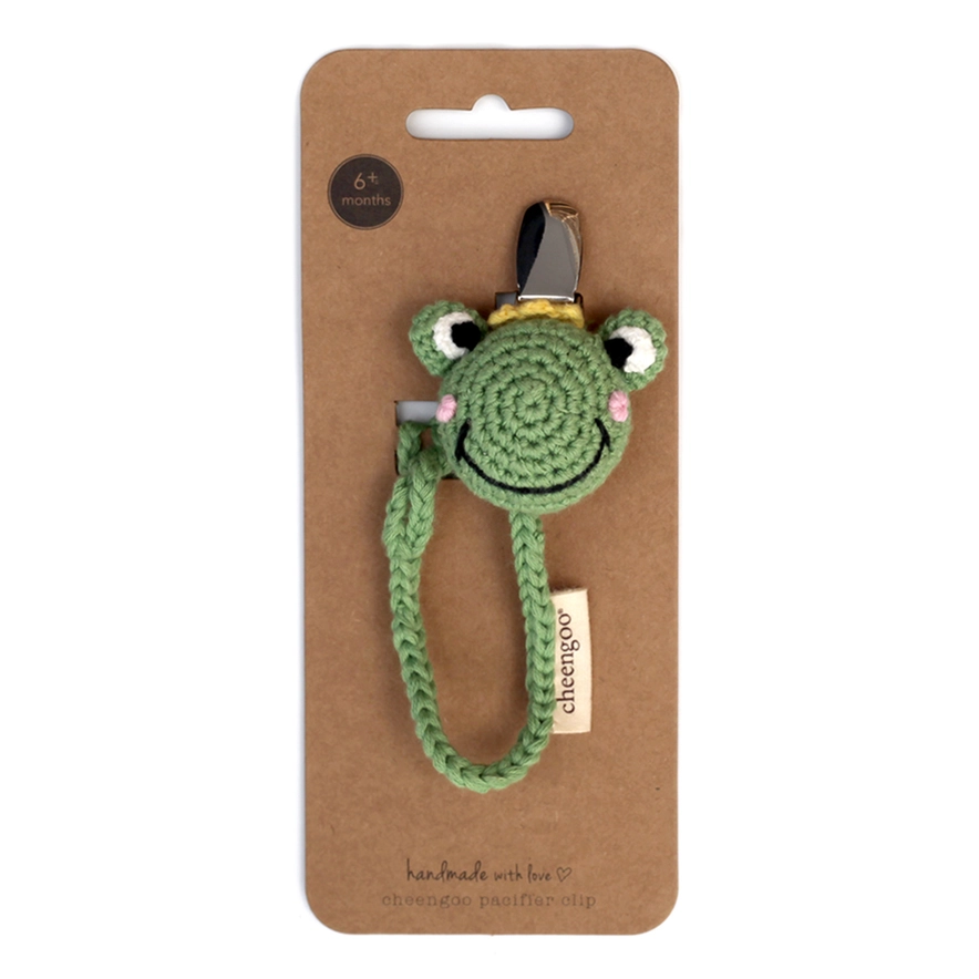 Knit Pacifier Clip - Frog