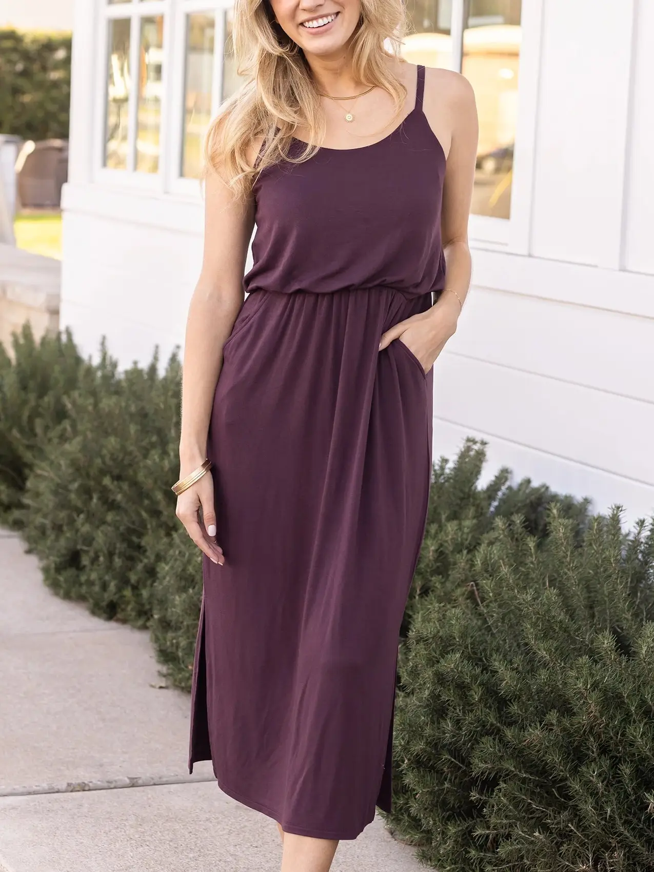 Pocketed Blouson Dress