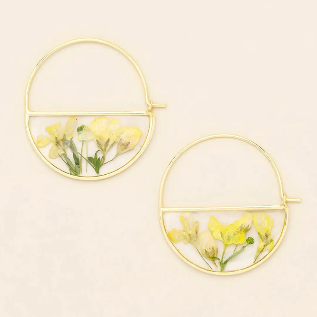 Pressed Flower Hoop Earrings