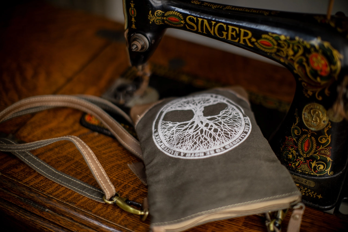 Tree Masterpiece Upcycled Canvas Small Sling Bag
