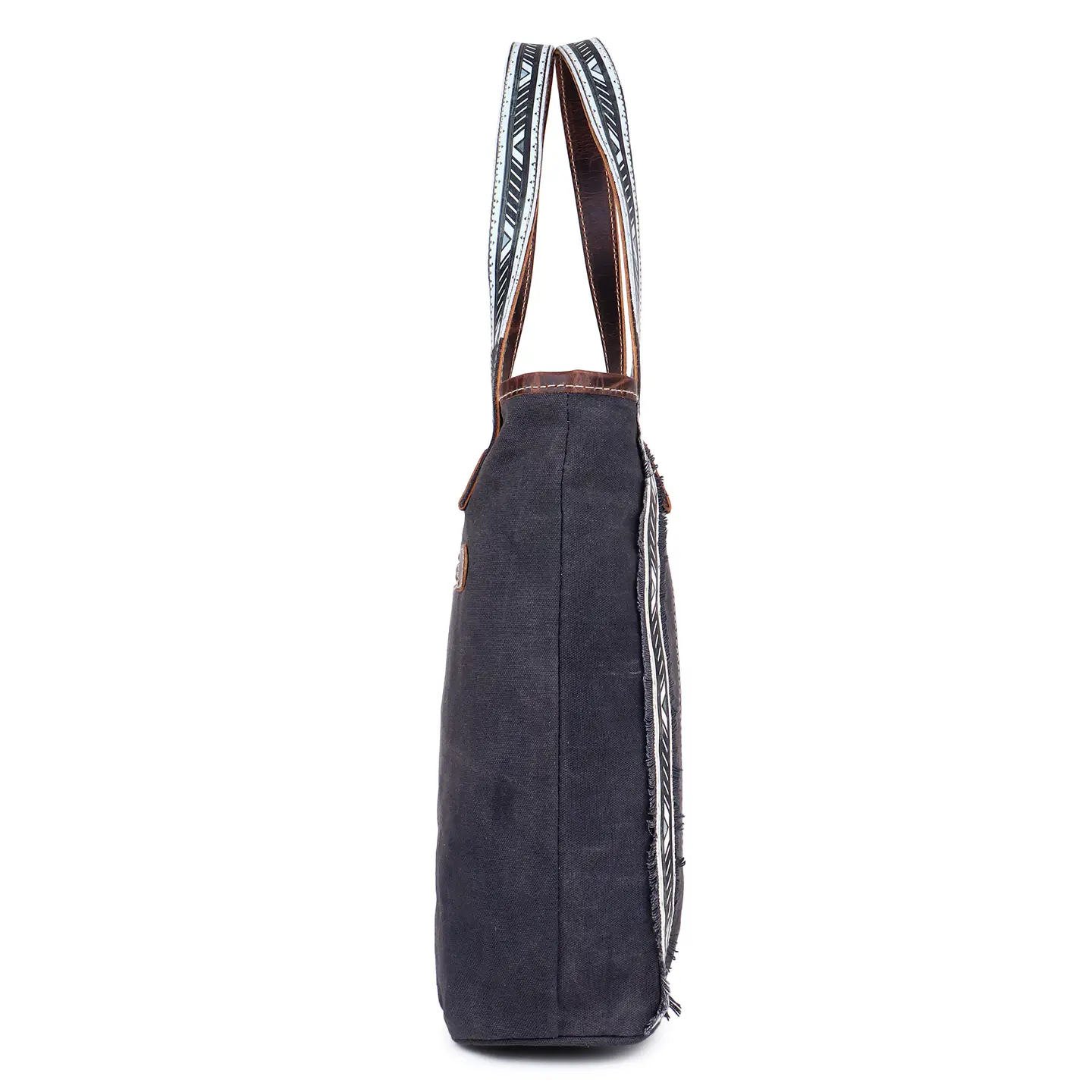Canvas + Leather Tote Black White