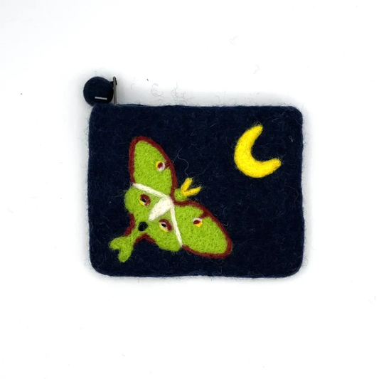 Luna Moth Felted Coin Purse